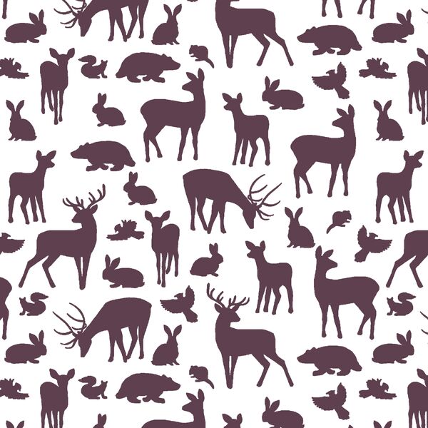 Forest Friends in Raisin on White