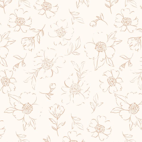 Sweet Peonies Sketch in Almond