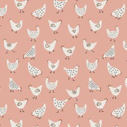 Farm Chickens in Pink