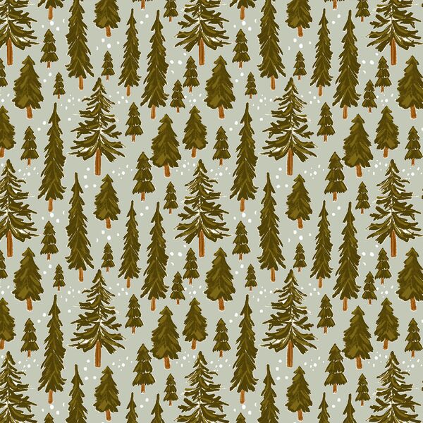 Snowy Pines in Iced Sage