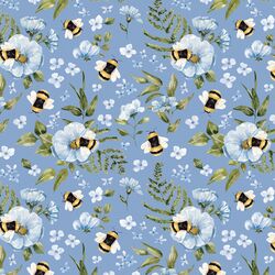 Floral Bees in Cornflower Blue