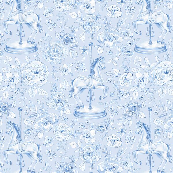 Carousel Horse in Sky Blue