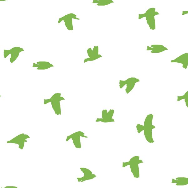 Flock Silhouette in Greenery on White