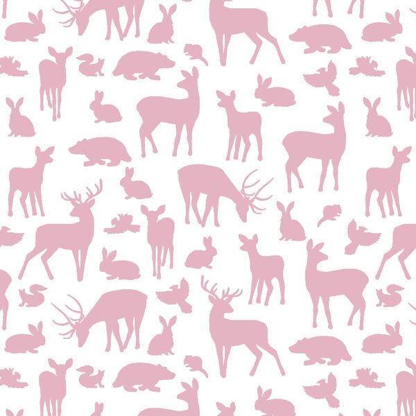 Forest Friends in Carnation on White
