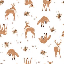 Deer and Fox in White