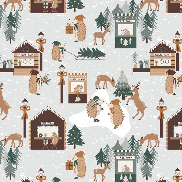 Holiday Village in Winter Birch