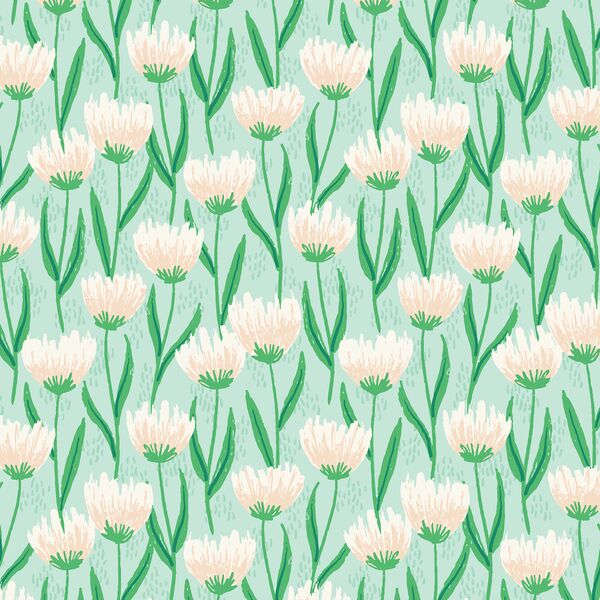 Garden Tulips in Blue Skies