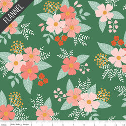 Meadow Moments Floral Flannel in Green
