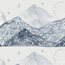 Large Moonlit Mountainscape in Mist