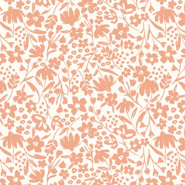 Spring Silhouette in Coral Sands on Ivory