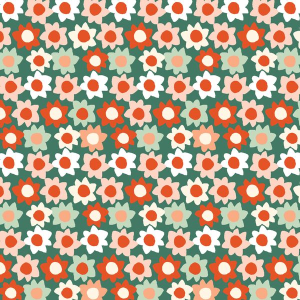 Large Retro Christmas Daisy in Evergreen