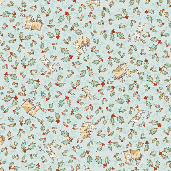 Tossed Bunnies in Light Teal