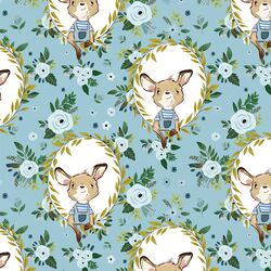 Large Floral Baby Blue Kangaroo in Blue
