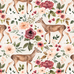 Deer Floral in Cream