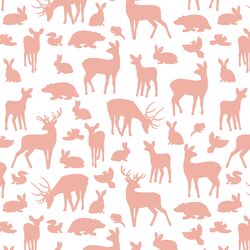 Forest Friends in Peony on White