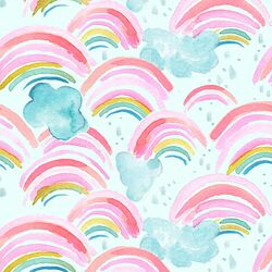 Large Rainbow Showers in Aqua Sky