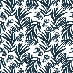 Large Palm Fronds in Deep Navy on White