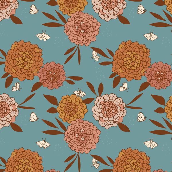 Enchanted Flora in Blue Steel