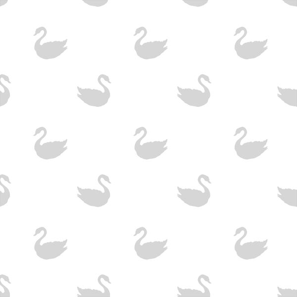 Swan Silhouette in Silver on White