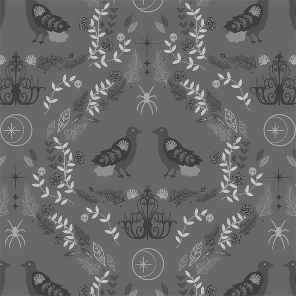 Raven Damask in Charcoal