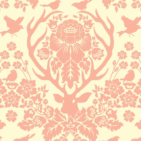 Antler Damask in Rosewater on Ivory