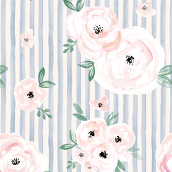 Blush Roses in Beach Blue Stripe