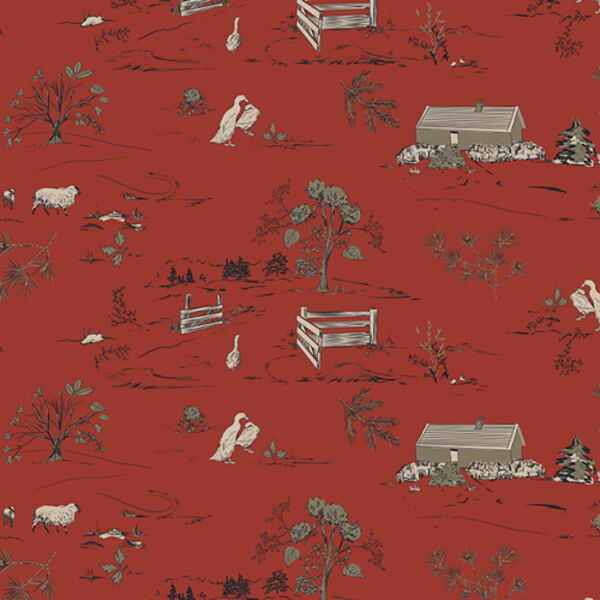Country Estate in Deep Red