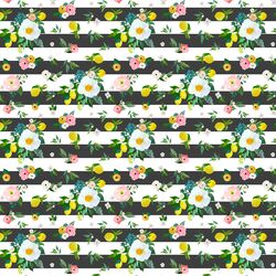 Small Lemon Blossoms in Onyx Stripes