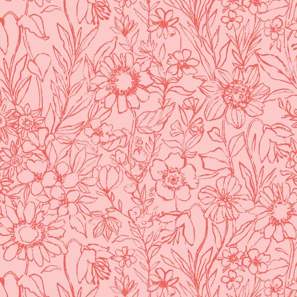Sketched Garden in Pink Poppy