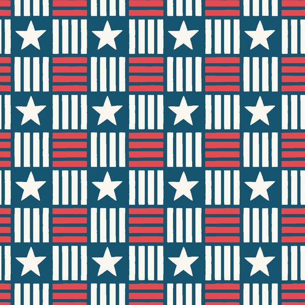 Stars and Stripes Check in Corsair Blue