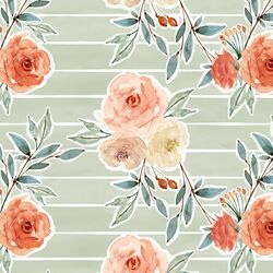 Ardent Floral Stripe in Light Sage Wash