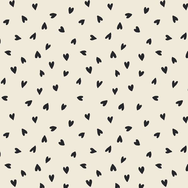Tossed Hearts in Dark Charcoal Gray