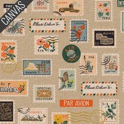 Postage Stamps Canvas in Natural Unbleached