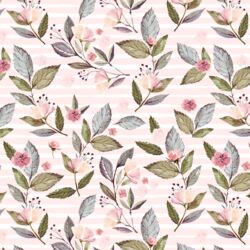 Tossed Floral on Stripes in Soft Blush