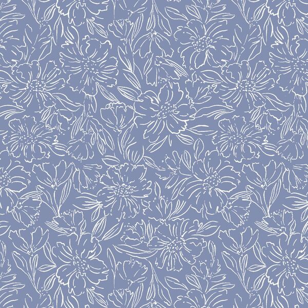 Sketched Blooms in Twilight Blue