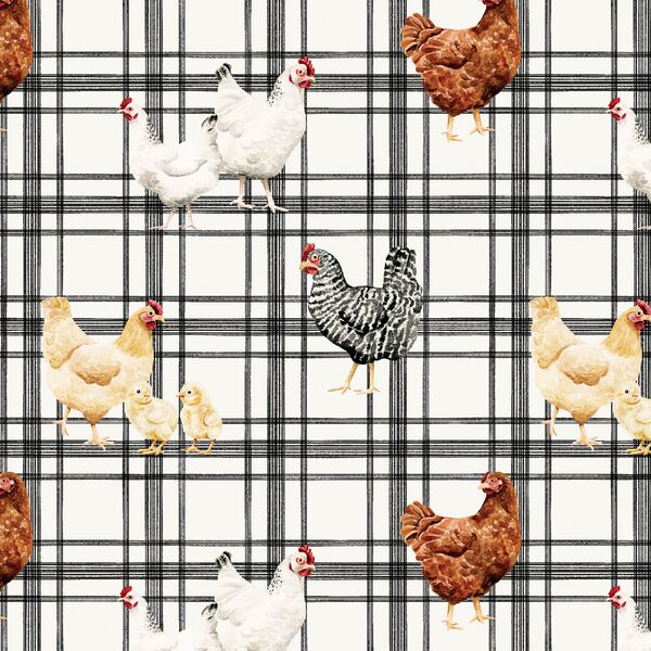 Country Chickens in Farmhouse Plaid