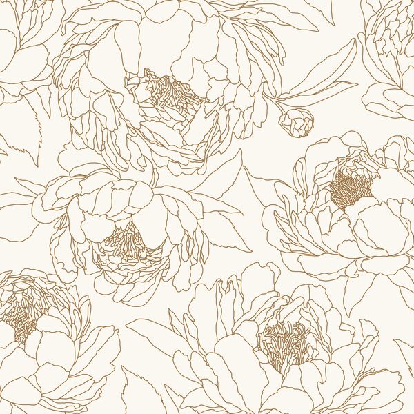 Large Sketched Garden in Antique Brass on Alabaster