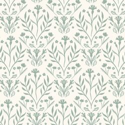 Floral Wilderness in Mint on Cream