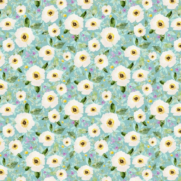 Small Iced Floral in Aqua Ice