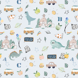 Dino School in Pastel Blue
