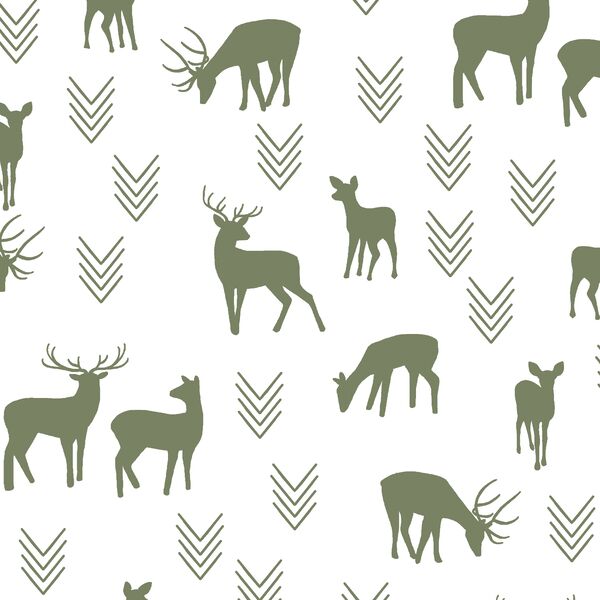 Deer Silhouette in Olive on White
