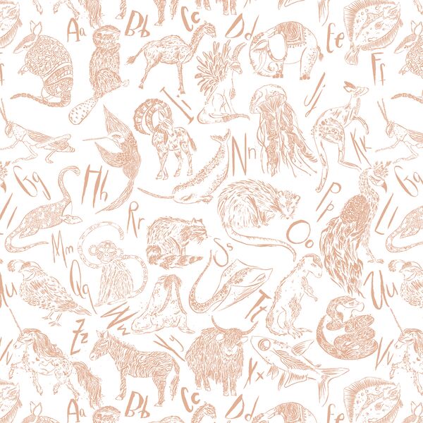 Animals in Dark Pink on White