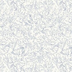 Sketched Blooms in Twilight Blue on Cream