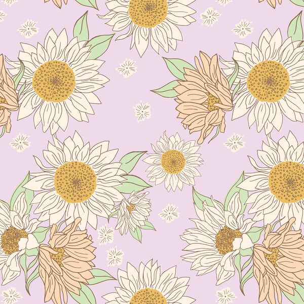 Boho Sunflowers in Bright Lilac
