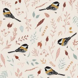 Chickadees in Natural Ivory