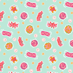 Happy Stickers in Aqua