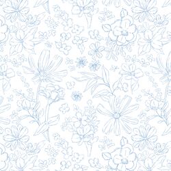 Wildflower Sketches in Sky Blue