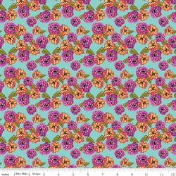 Zinnias in Aqua