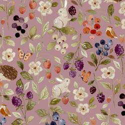 Berries and Bunnies in Light Mulberry