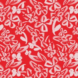 Painted Floral in Cameo Pink on Red